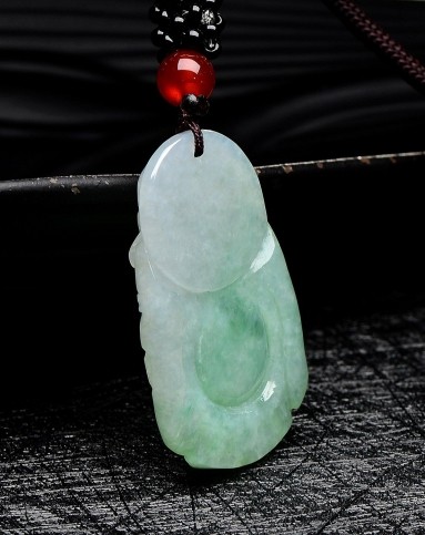 天然a货糯种飘阳绿福泽延绵翡翠挂件