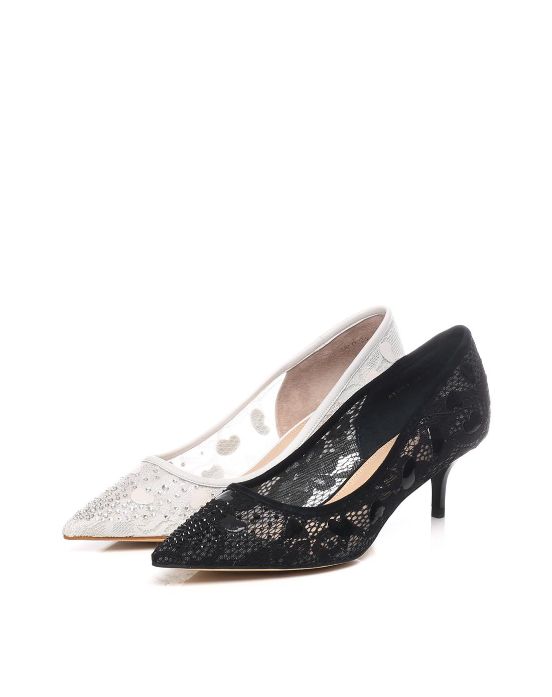 春季专柜同款优雅布面锥形跟女浅口鞋