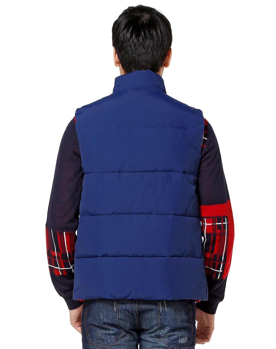 蓬松保暖 中性款深蓝色马甲 时尚韩版