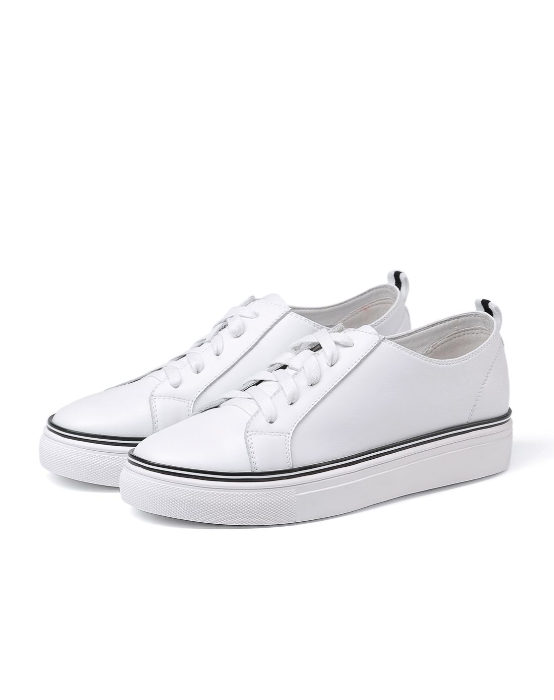 2016新款黑色包边猪皮内里时尚经典系带休闲小白鞋