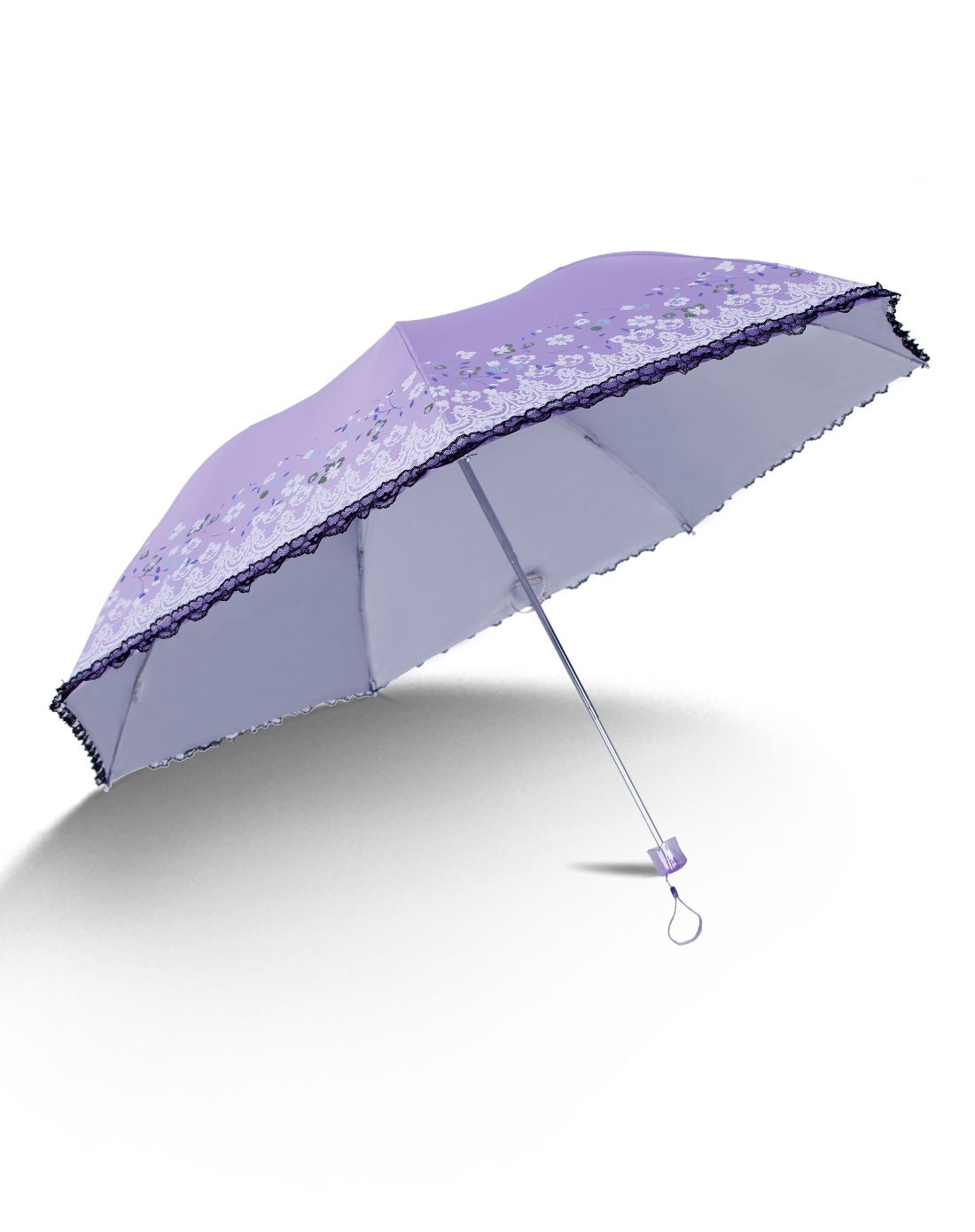 畅销款清新淡雅春之序曲银胶折叠晴雨伞