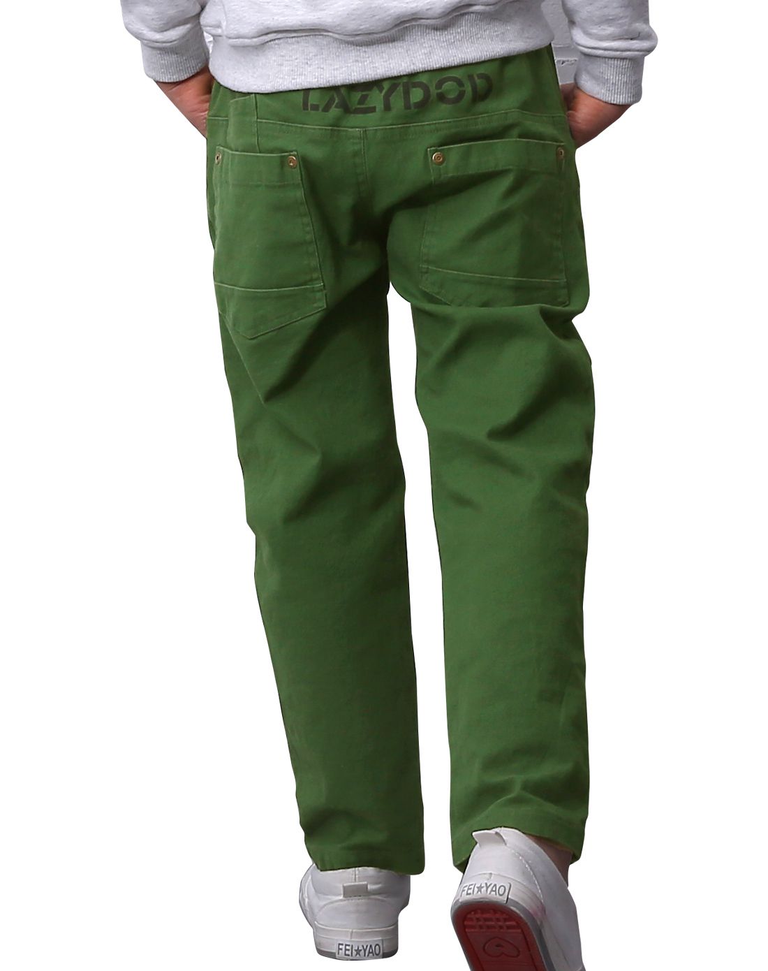 男童绿色梭织裤