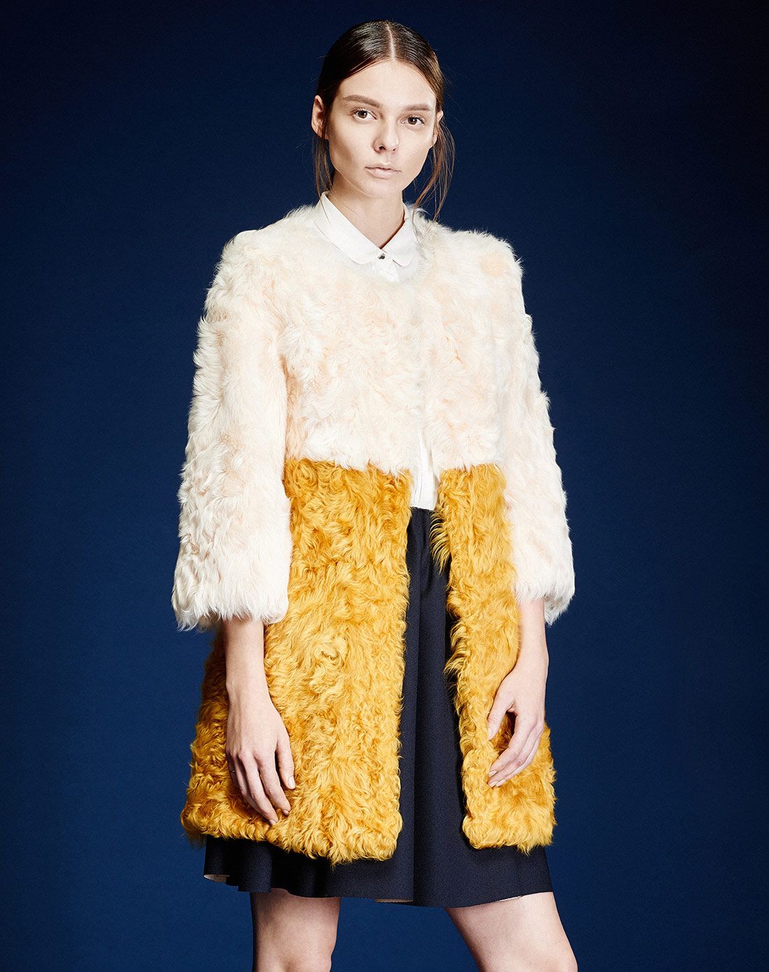 米黄羊羔毛100%皮草外套