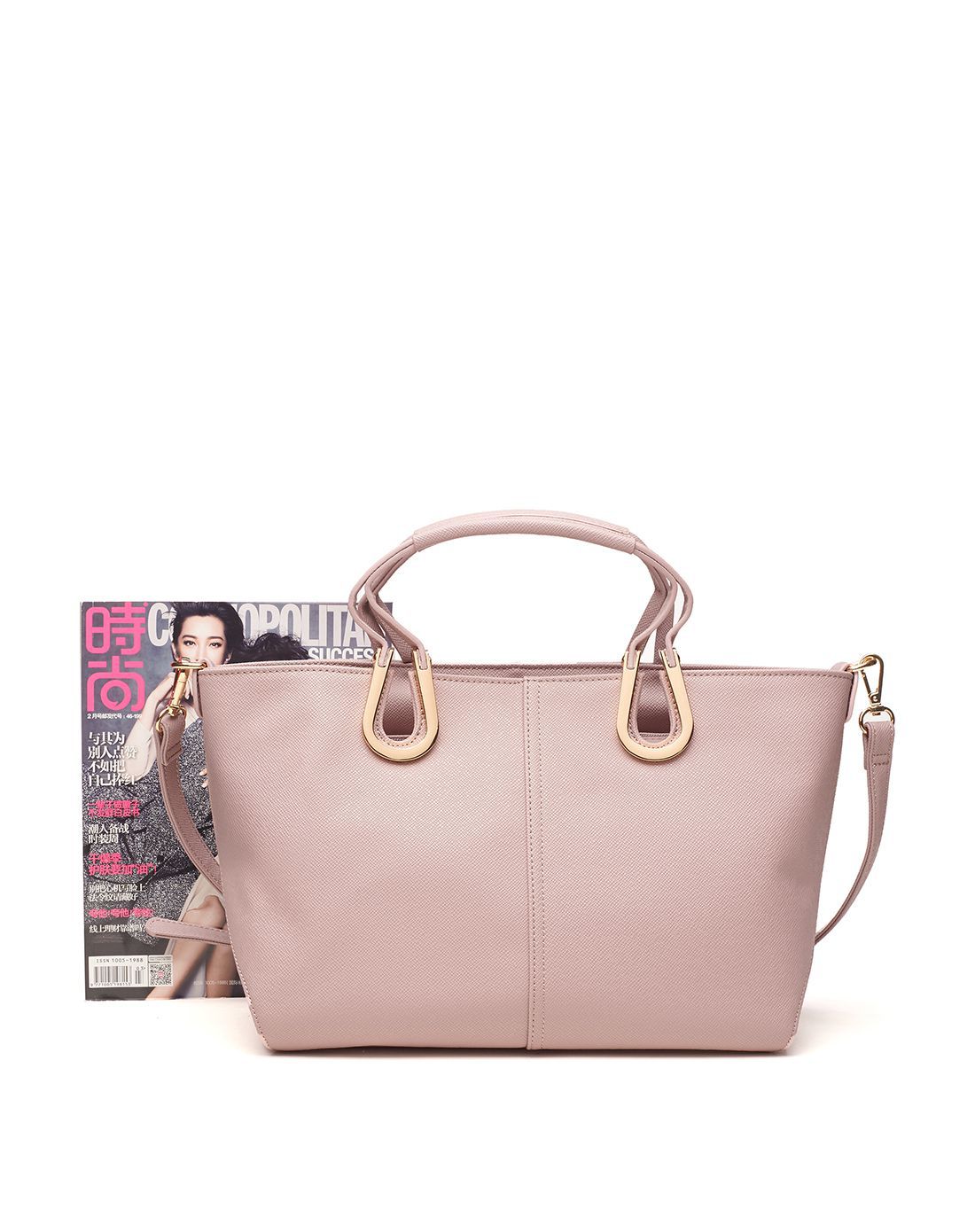 达芙妮优雅纯色软面粉色女手袋