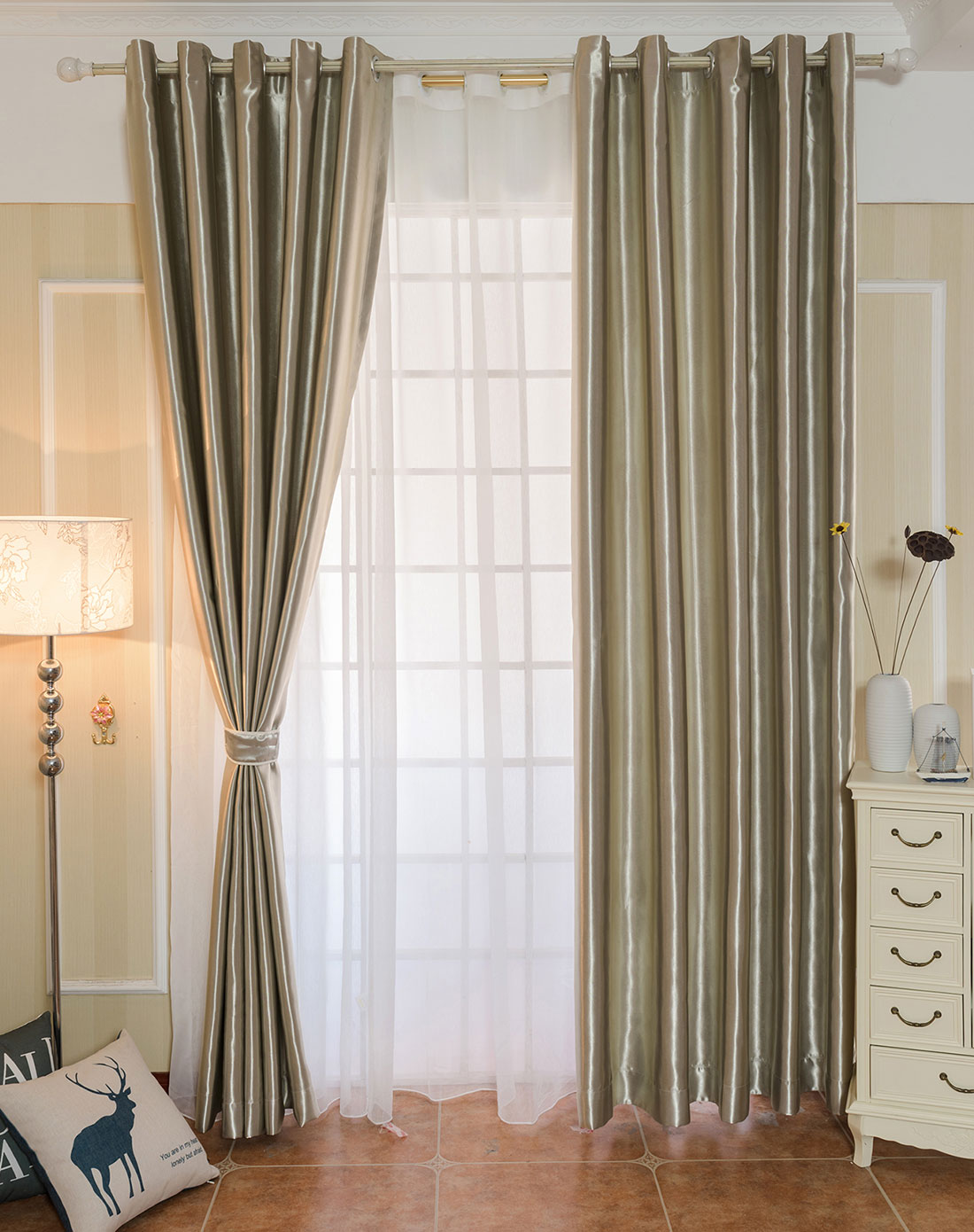 纯色心情银灰色窗帘300x270cm两片