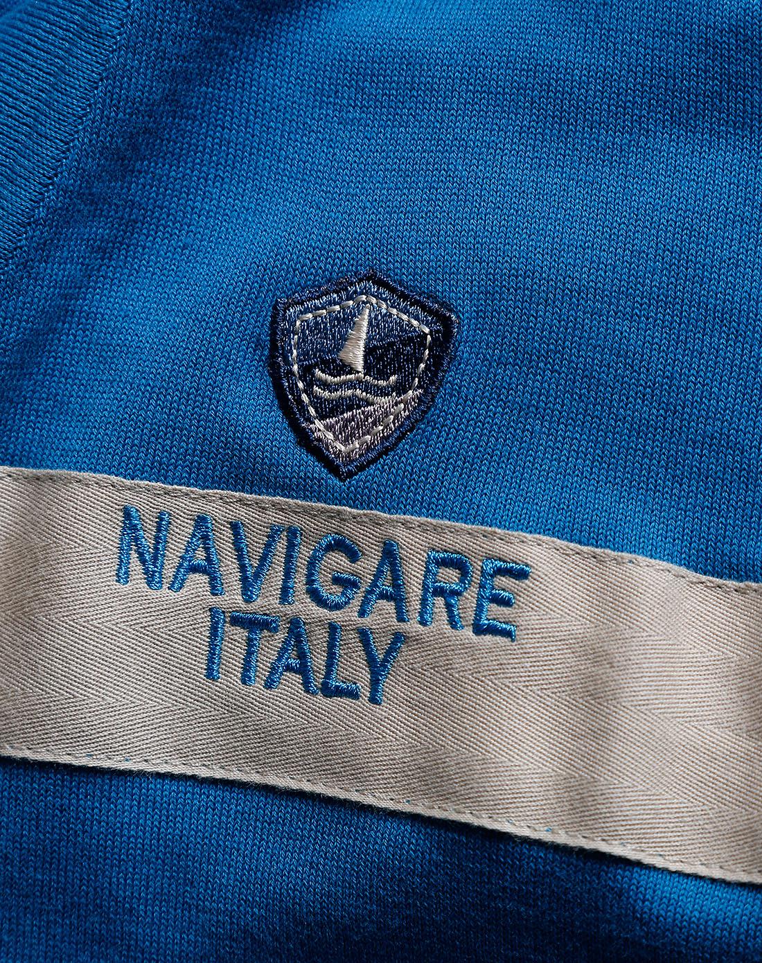 纳维凯尔navigare蓝/卡其色潇洒斯文开襟长袖针织衫a3140904634_唯品