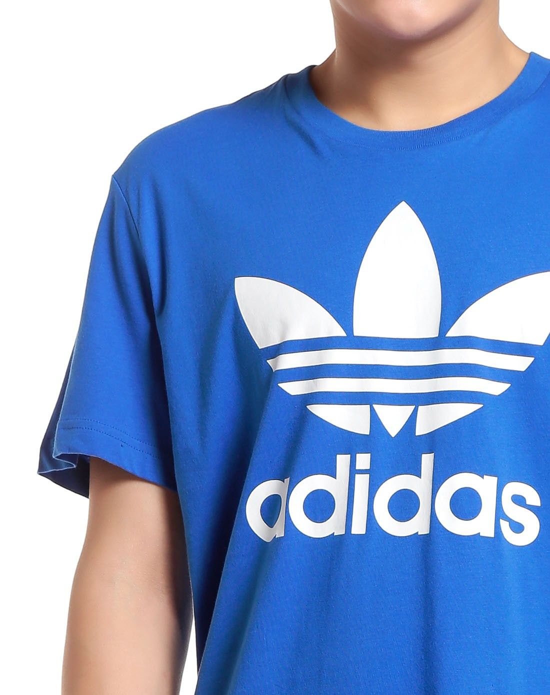 阿迪达斯adidas 舒适纯棉 男款蓝色短袖t恤 经典百搭