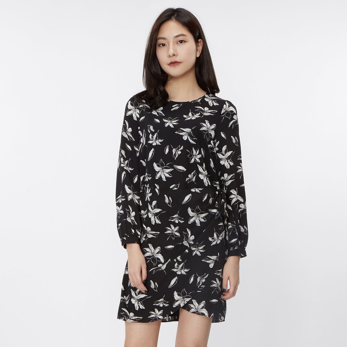 衣恋mixxo 2018秋冬新款时尚百搭甜美通勤休闲显瘦韩版花纹交叉式