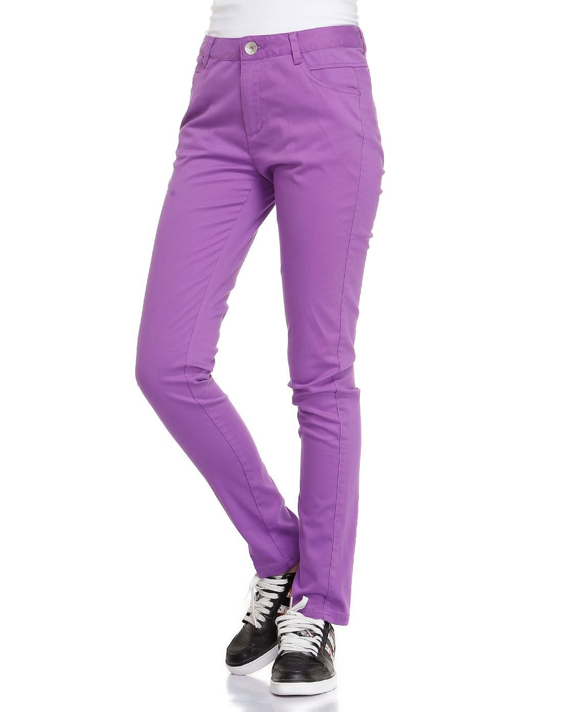 女款露莓紫色透气休闲长裤 百搭时尚