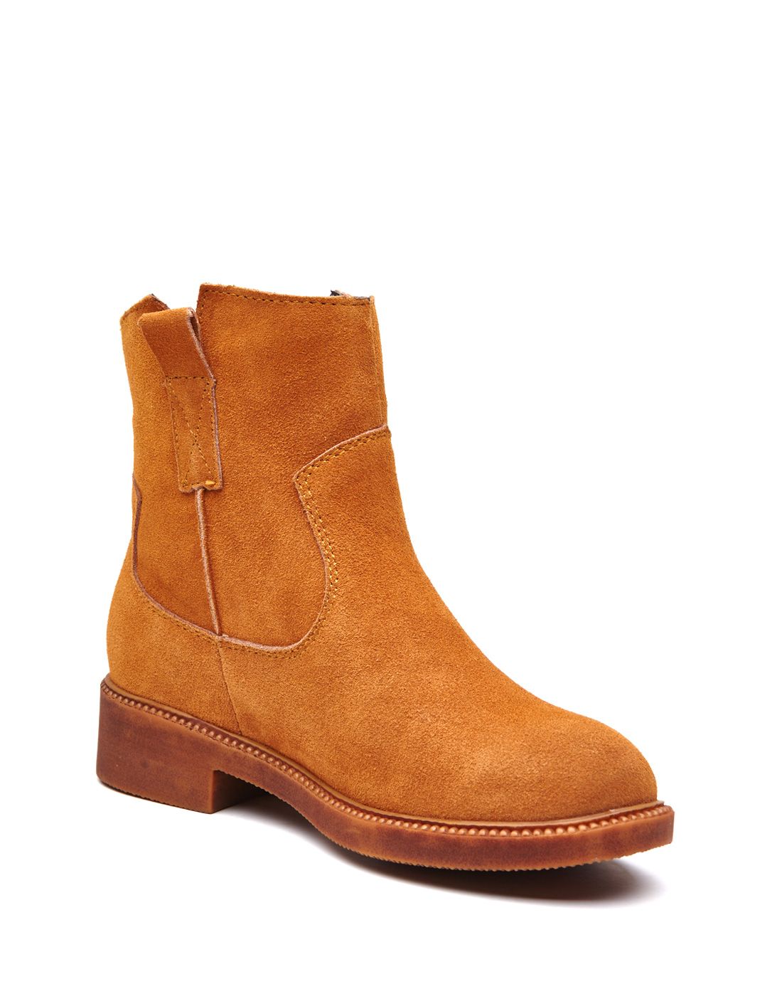 女款驼色英伦复古真皮马丁靴