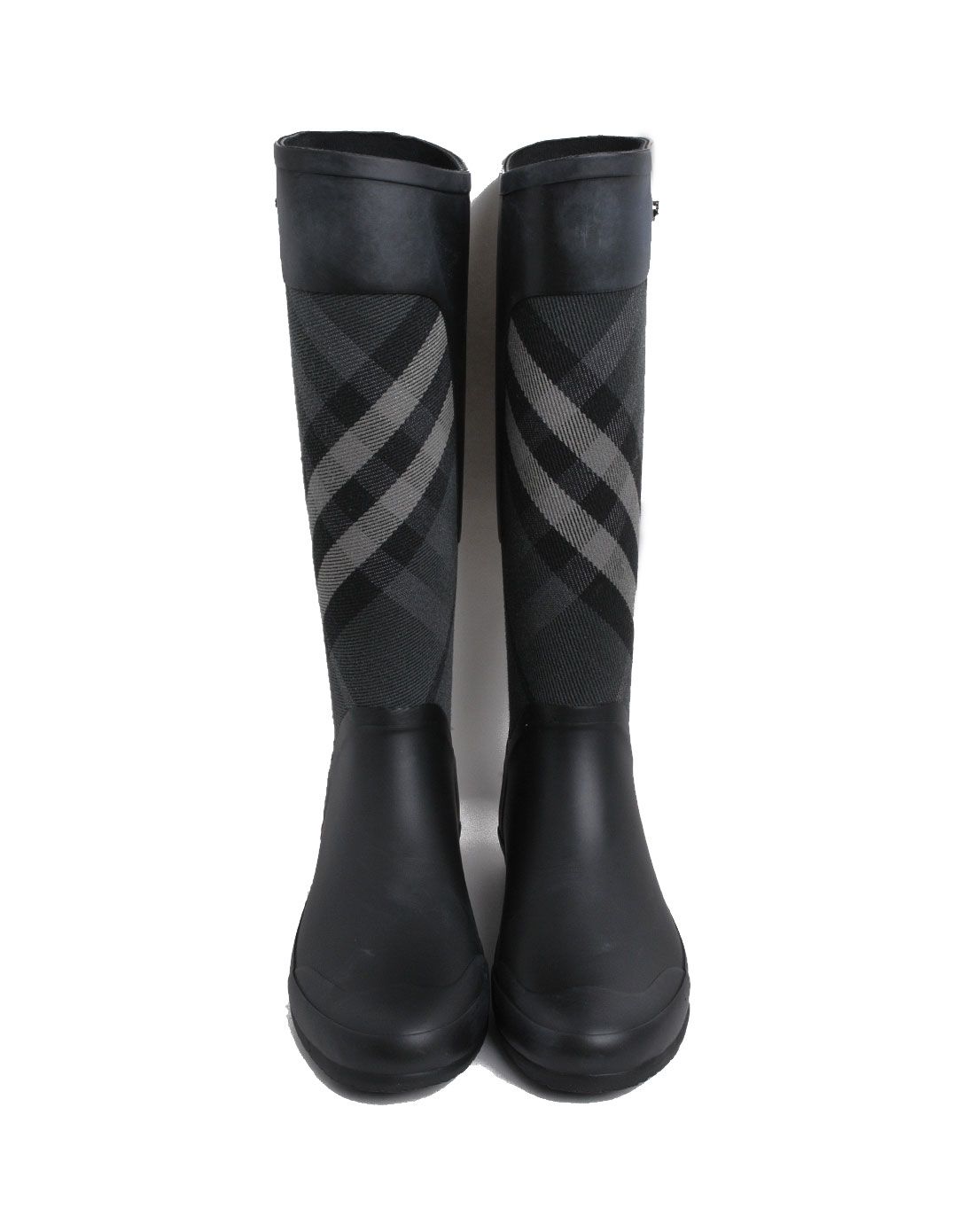 > burberry 女士黑色休闲格纹长靴