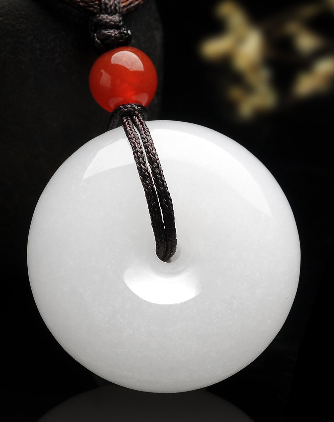 白色温润石英岩玉情侣款平安扣(附证书)