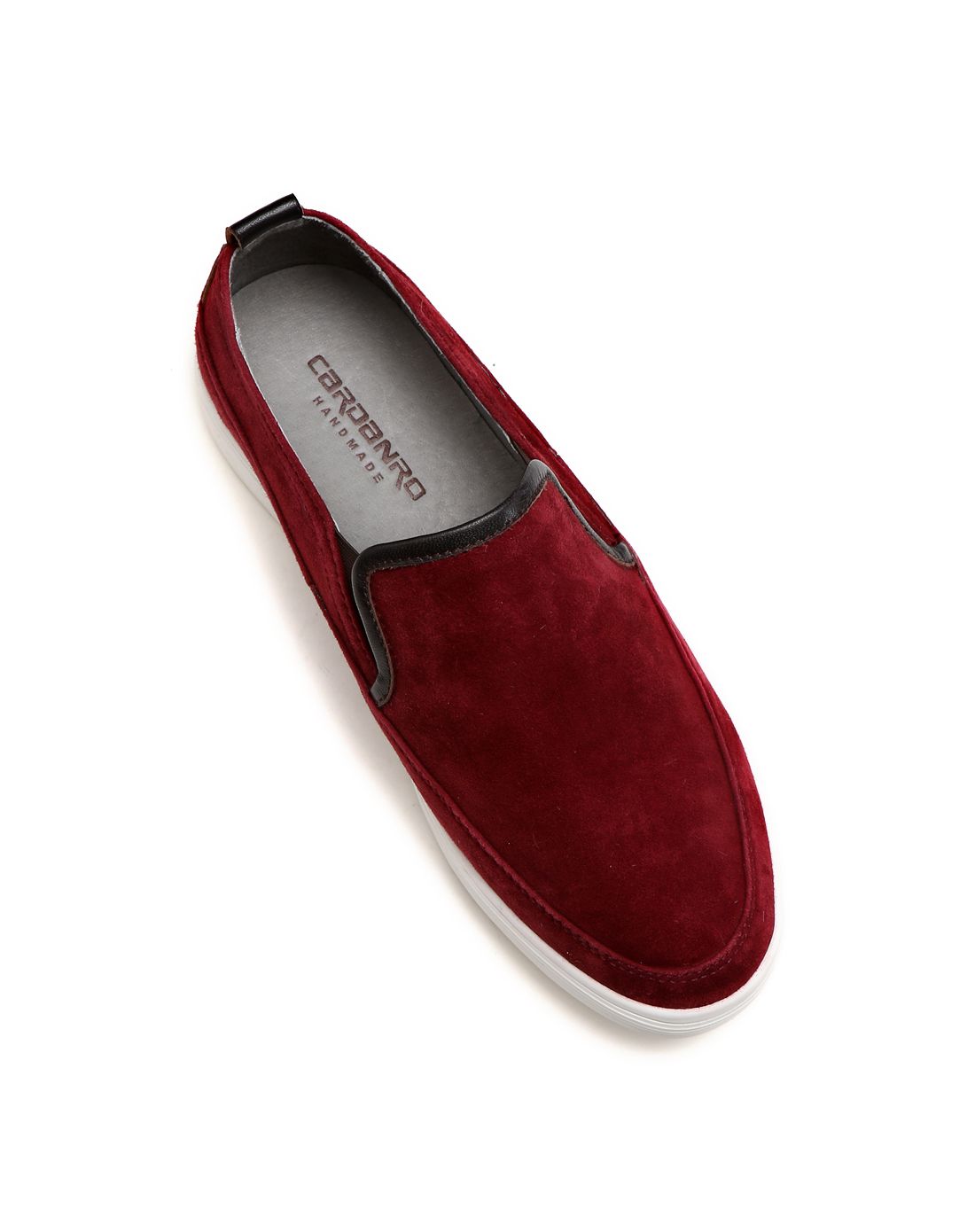 卡丹路cardanro 酒红色牛皮革舒适休闲单鞋