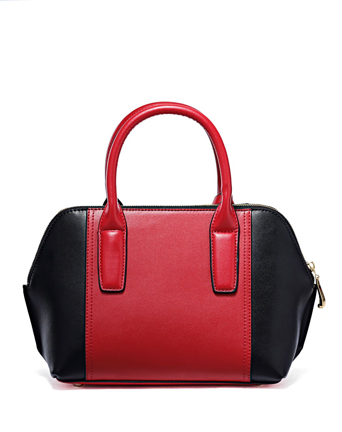 女士红配黑牛皮简约经典手提斜挎包