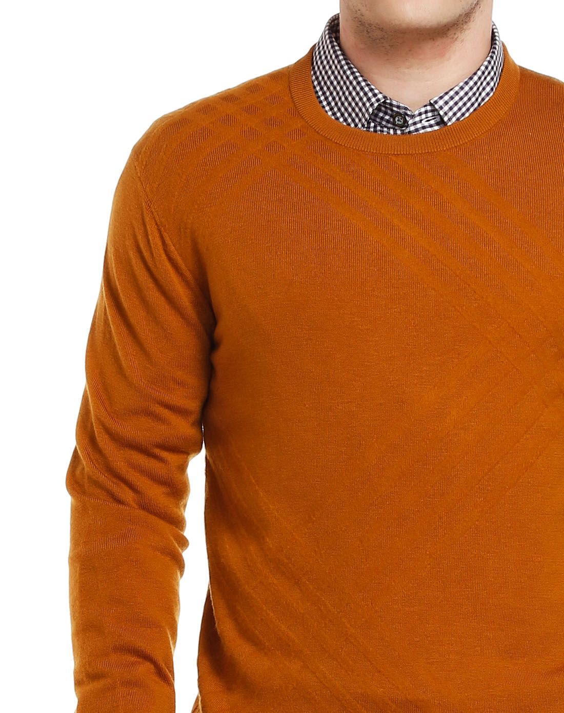 博斯绅威bosssunwen黄褐色/土黄时尚商务羊毛衫3215202811053_唯品会