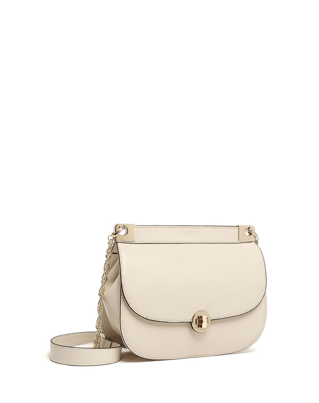 凯撒 女款米白色牛皮革时尚潮流单肩斜挎包