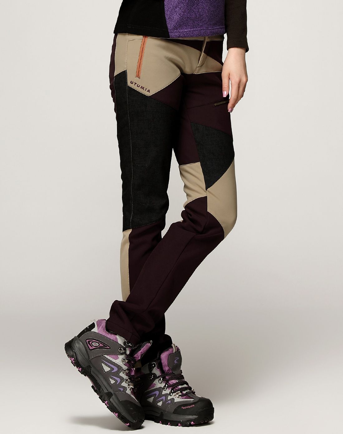 保暖 女款咖啡色加绒冲锋裤 防风防雨