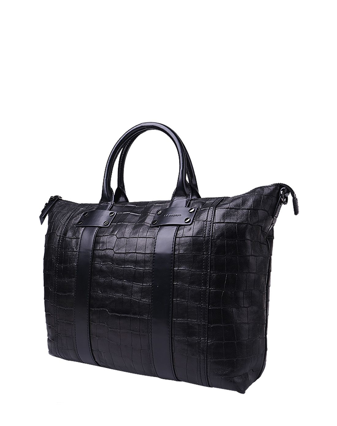 男款黑色羊皮革手提包