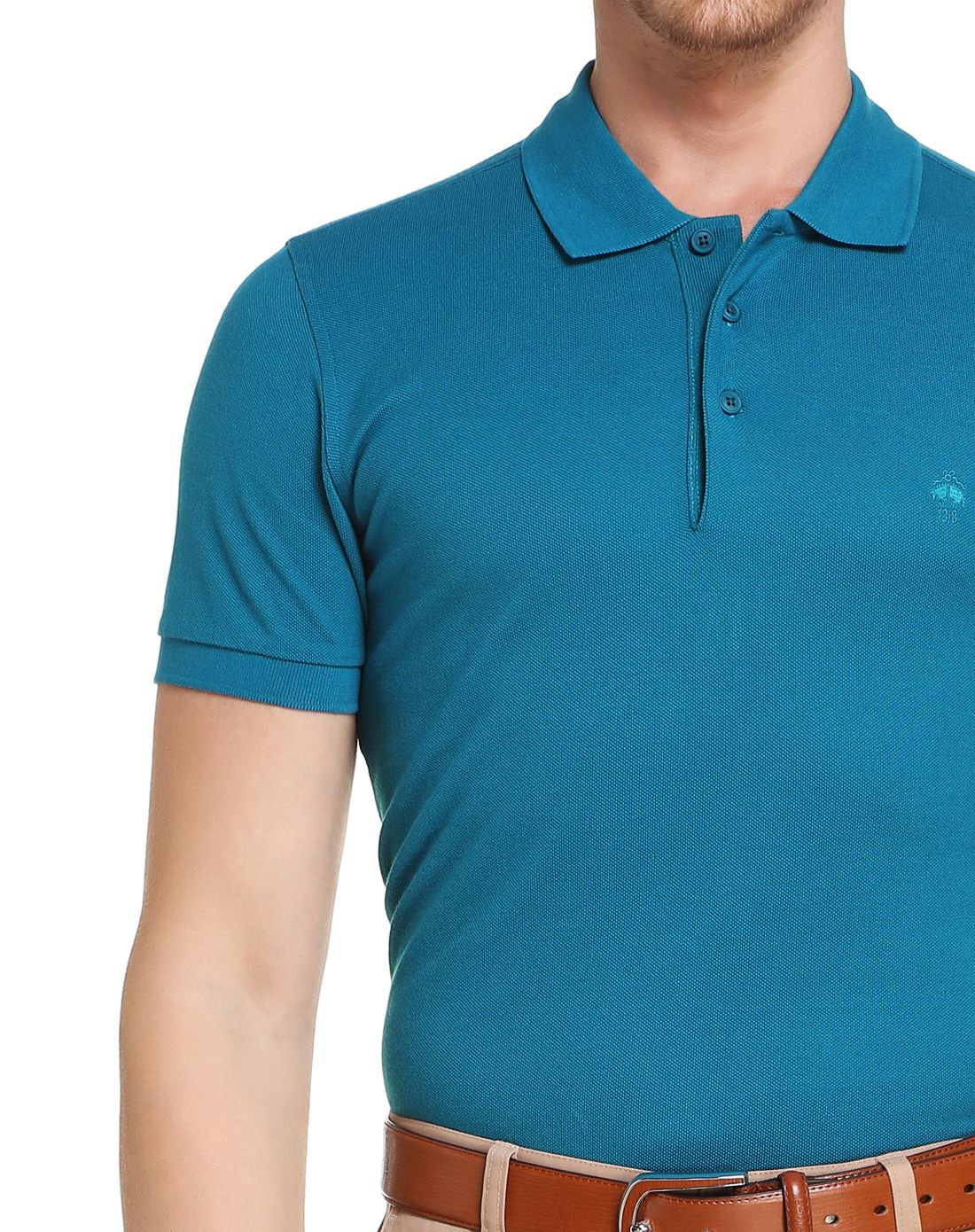 red fleece男款松石绿色刺绣纯棉polo衫