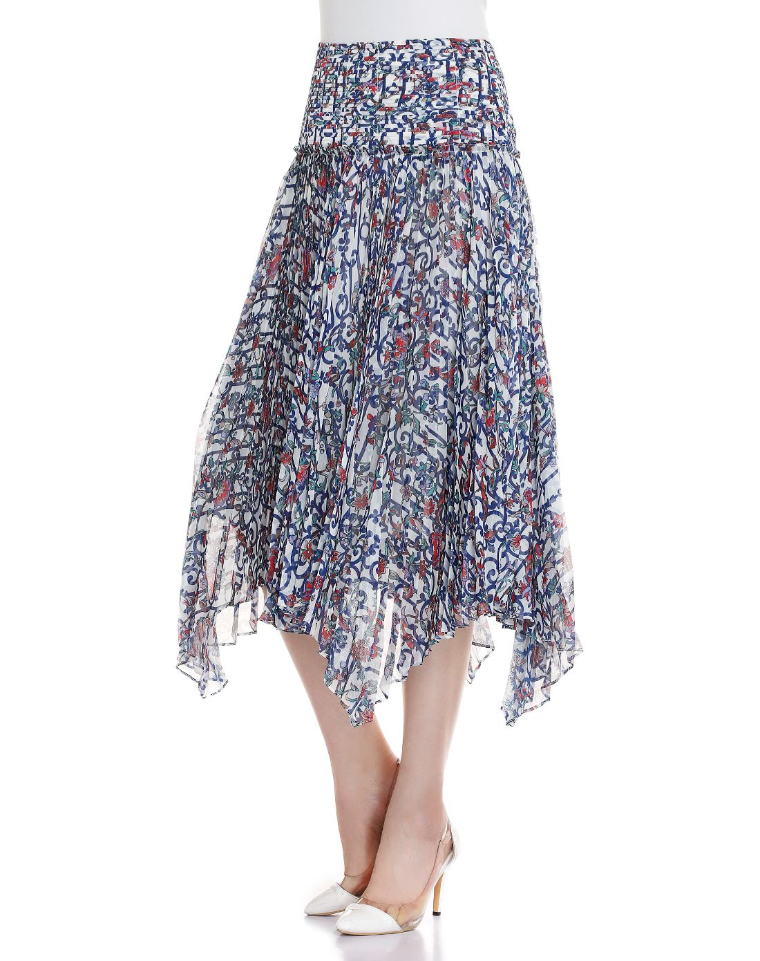 深蓝/多色印花时尚裙子