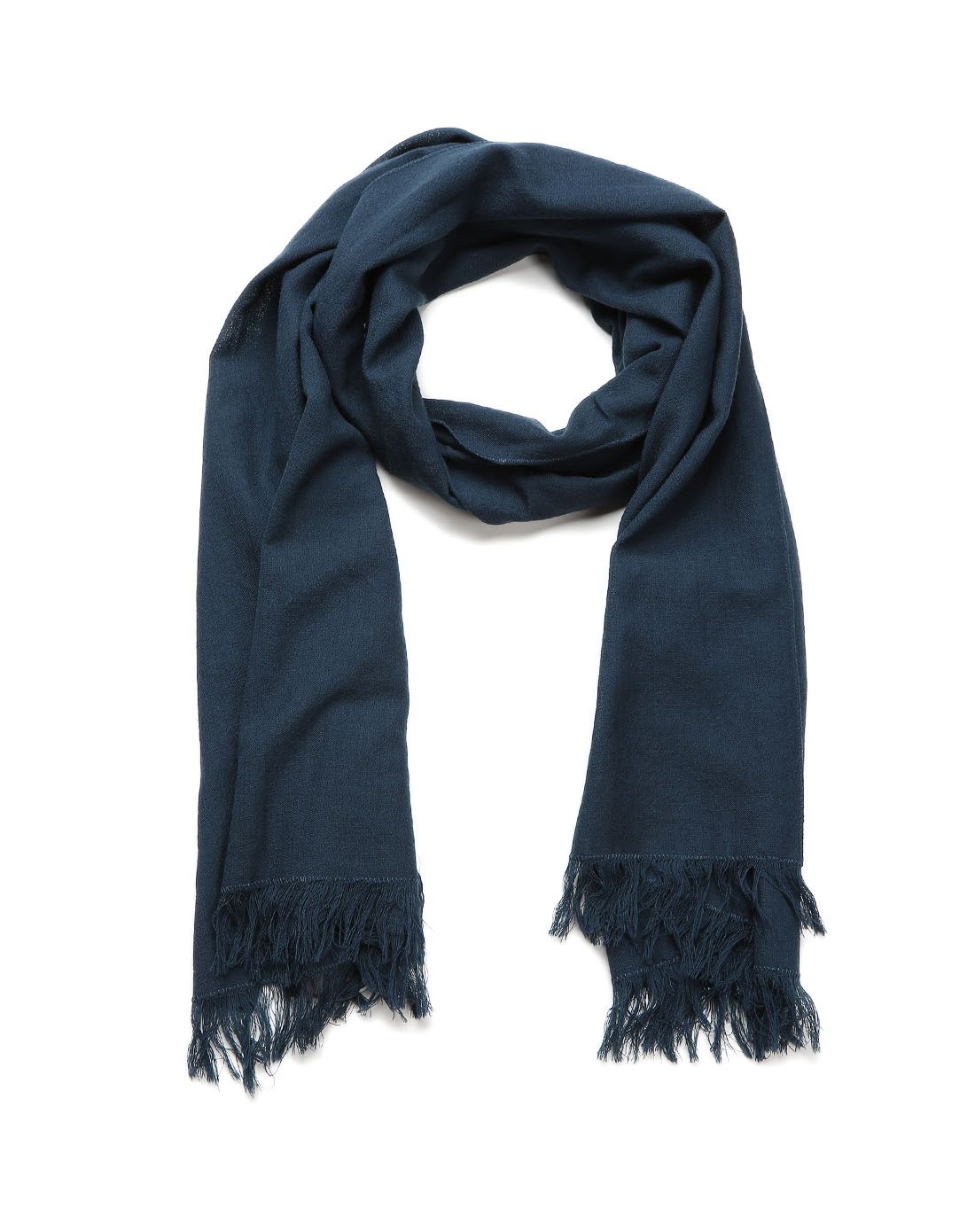 深蓝色简约百搭羊毛围巾