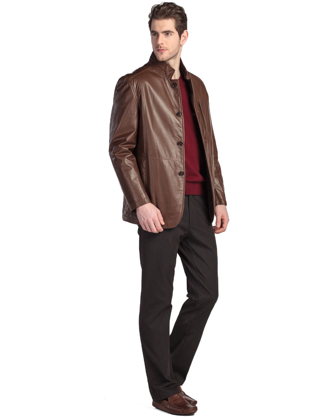 valent coupeau古柏男装专场 棕色时尚裘皮一体羊皮夹克