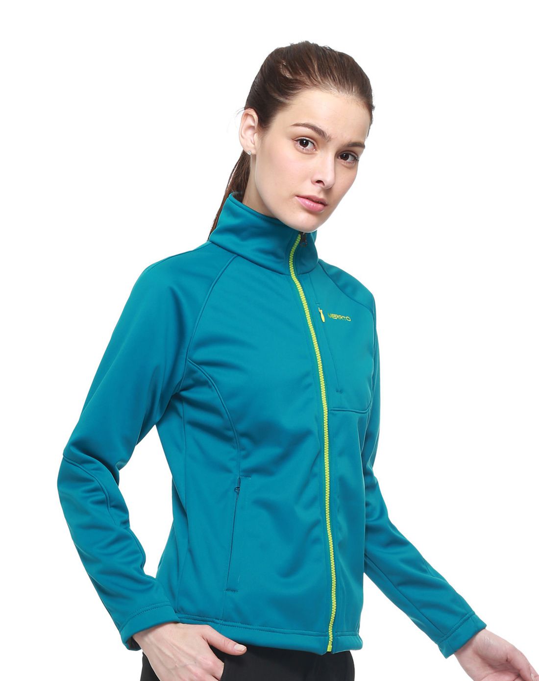 时尚修身 女款孔雀绿色软壳衣 抗菌透气