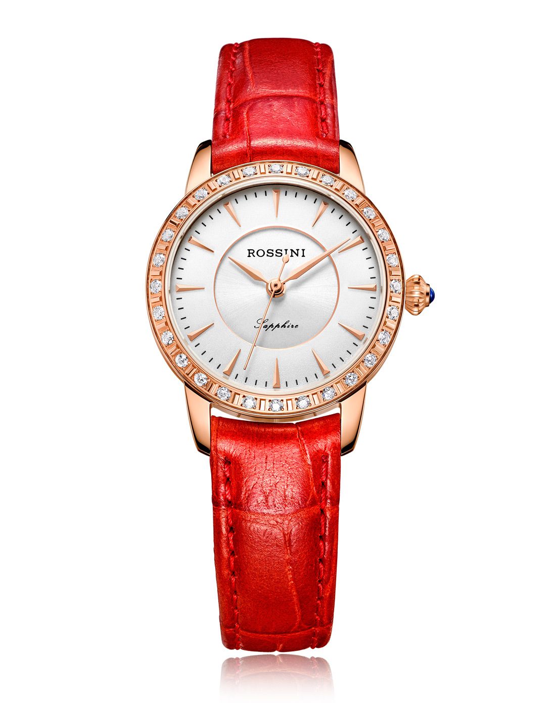 rossini 进口石英魅红皮带女表515718