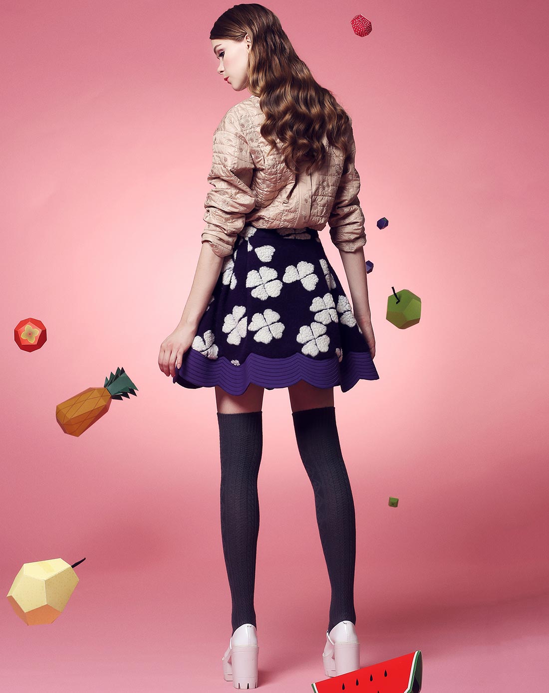 tune tune浅咖特殊绣花夹棉四叶草装饰甜美上衣t44422055_唯品会