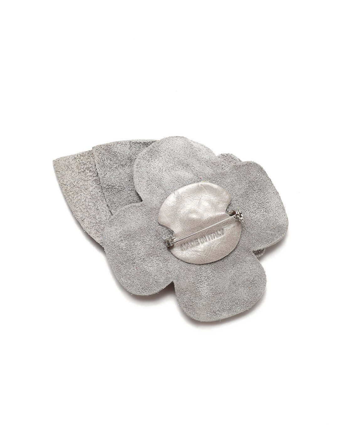 armani jeans女款灰褐色花朵皮革胸针灰色