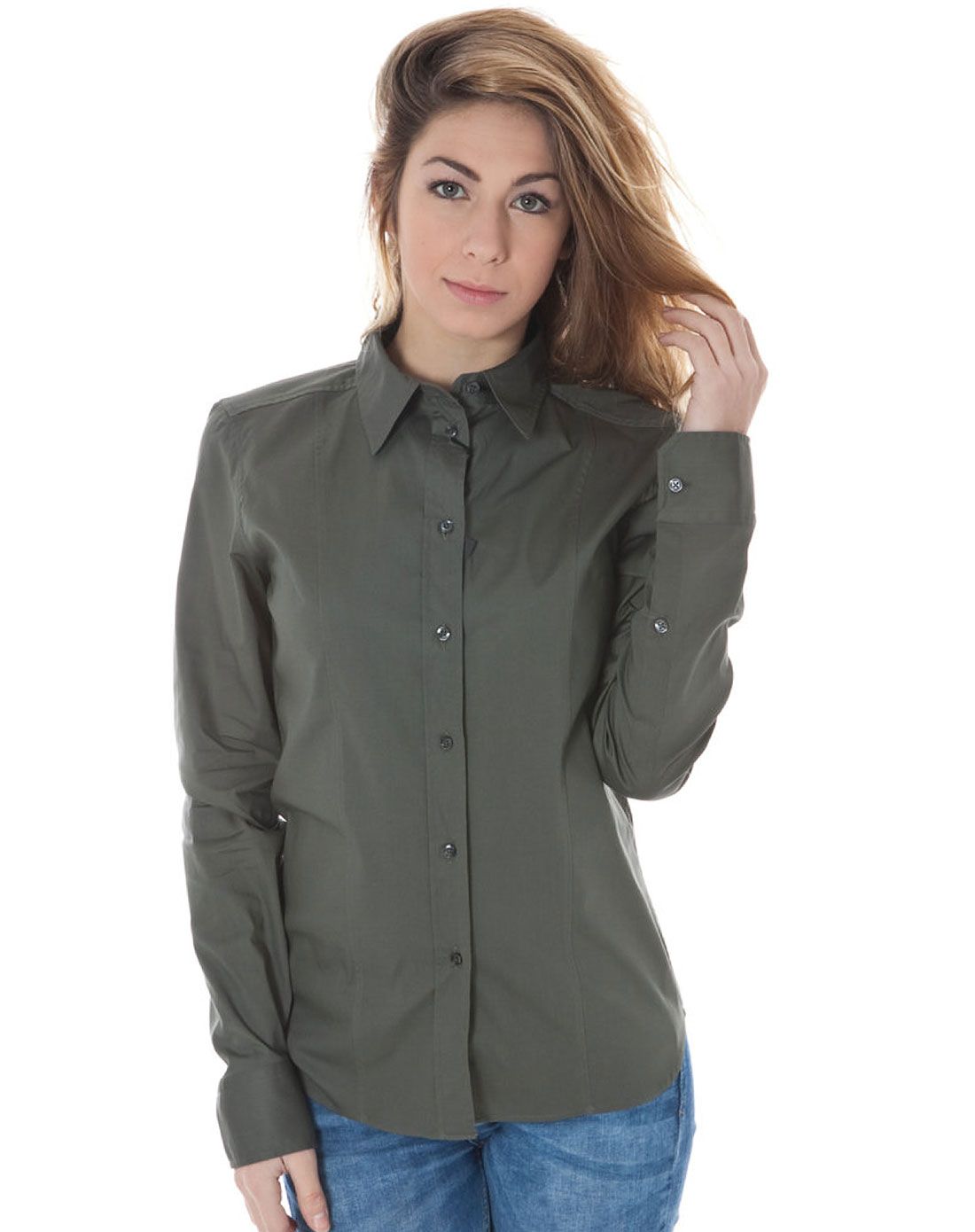 ck男女calvinklein女款灰绿色简洁通勤长袖衬衫14.570583verde_唯品会