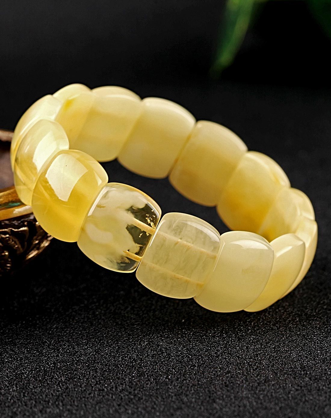 天然琥珀白蜜蜡手排 19mm