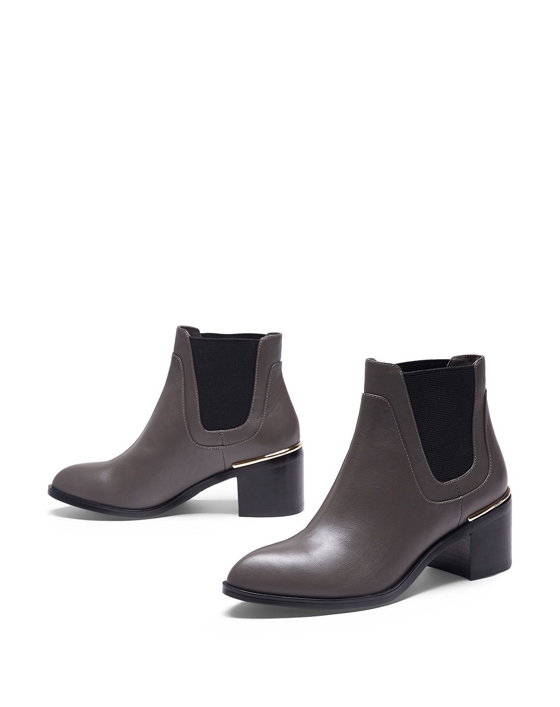 蓝朋友都想穿的帅气女靴哈森15年新款灰色水染牛皮革迷你靴ha53501