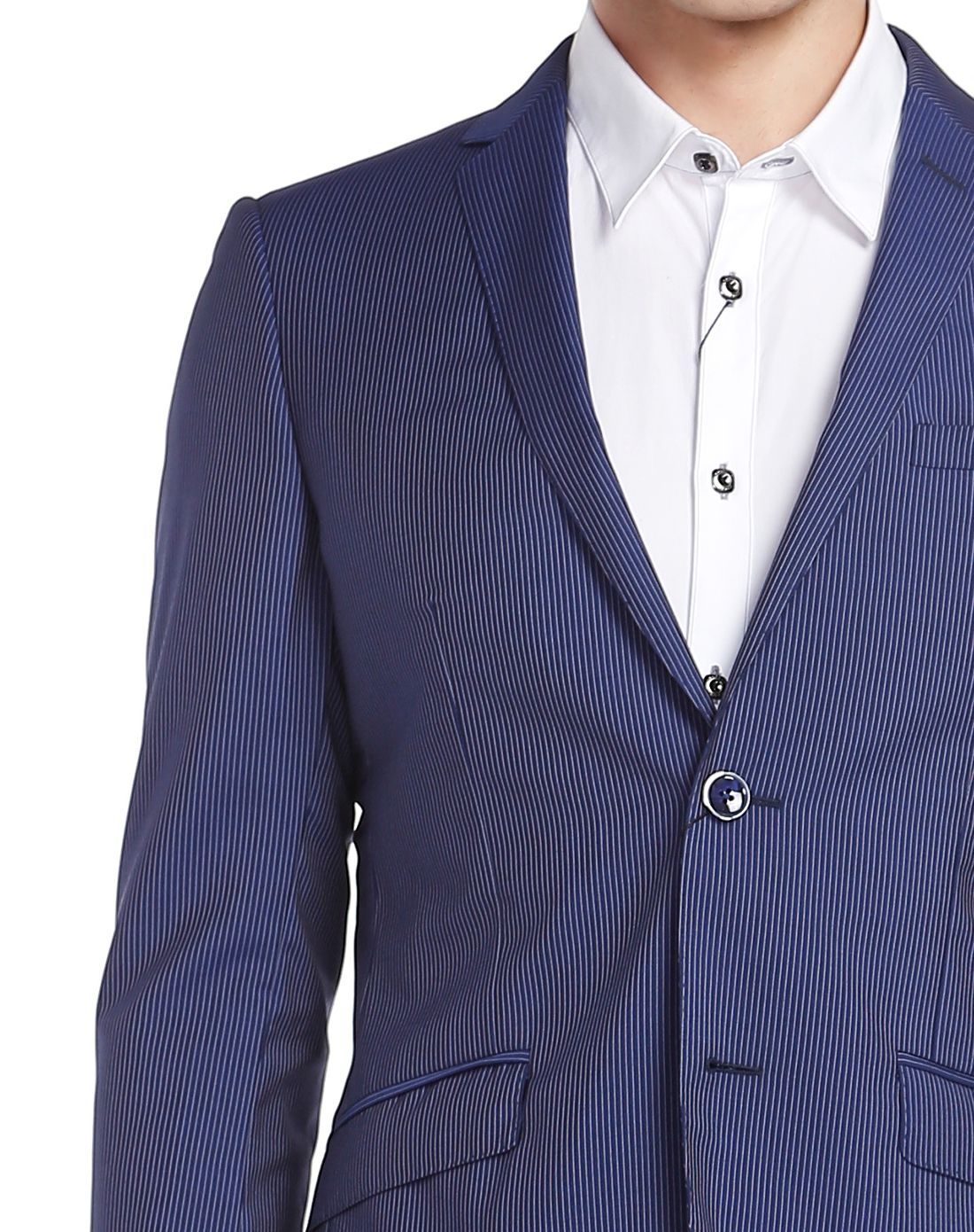 威斯康尼vskonne蓝色简约竖纹长袖西服914710104701_唯品会