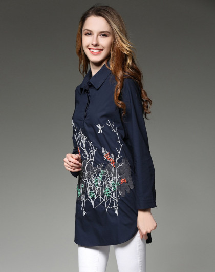 女款刺绣钉珠衬衣