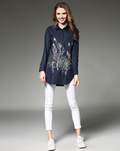 女款刺绣钉珠衬衣