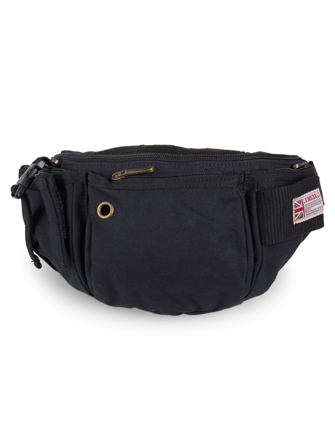 舒适背负 中性黑色帆布腰包 时尚百搭