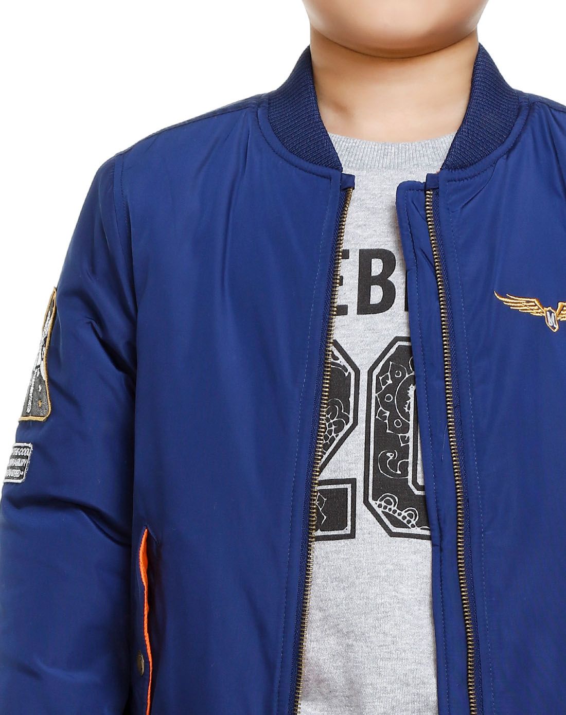 男童蓝色时尚飞行员棉长袖夹克