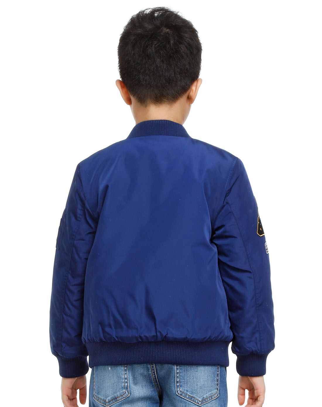 男童蓝色时尚飞行员棉长袖夹克