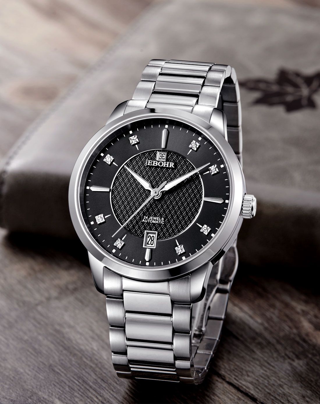 依波【唯品专供新品】俊朗黑面机械男表