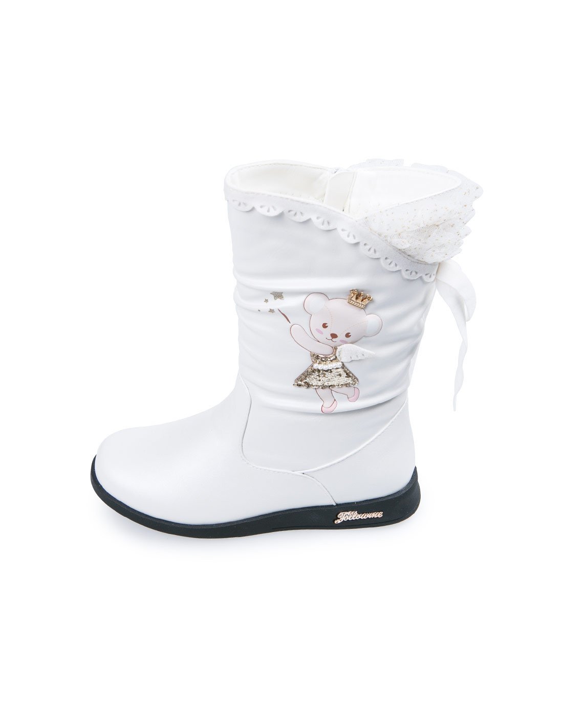 女童白色真皮靴子