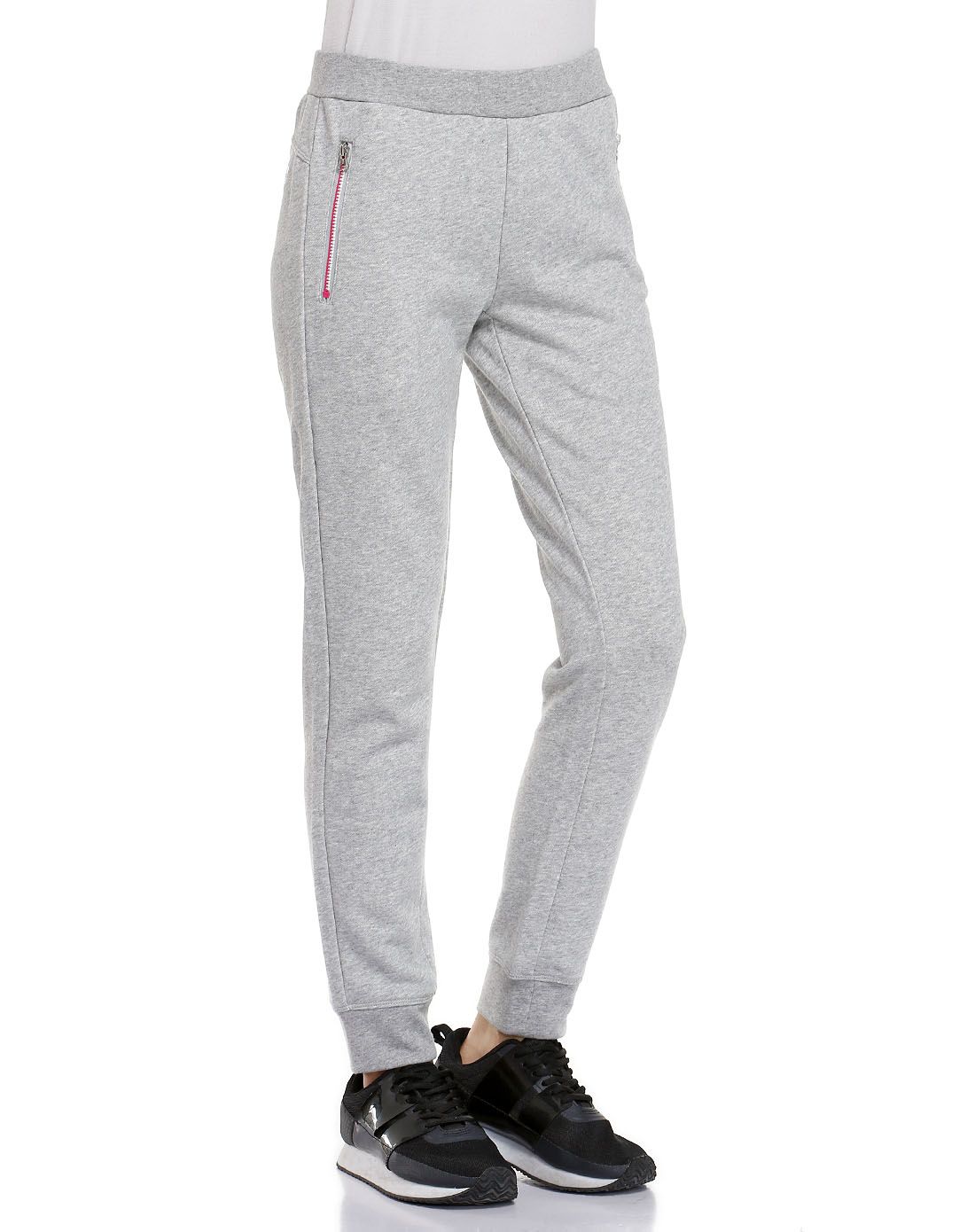 柔软透气 女款浅花灰色休闲长裤