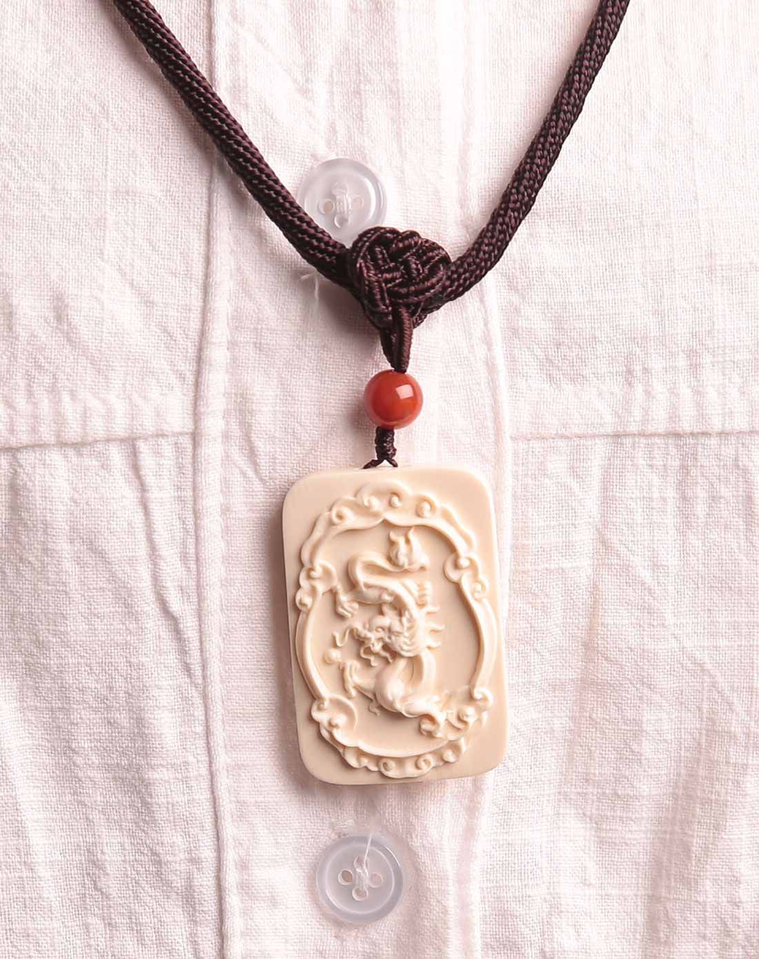 白玛曲珍 飞龙在天之猛犸象牙挂件-纯手工作品(附证书)