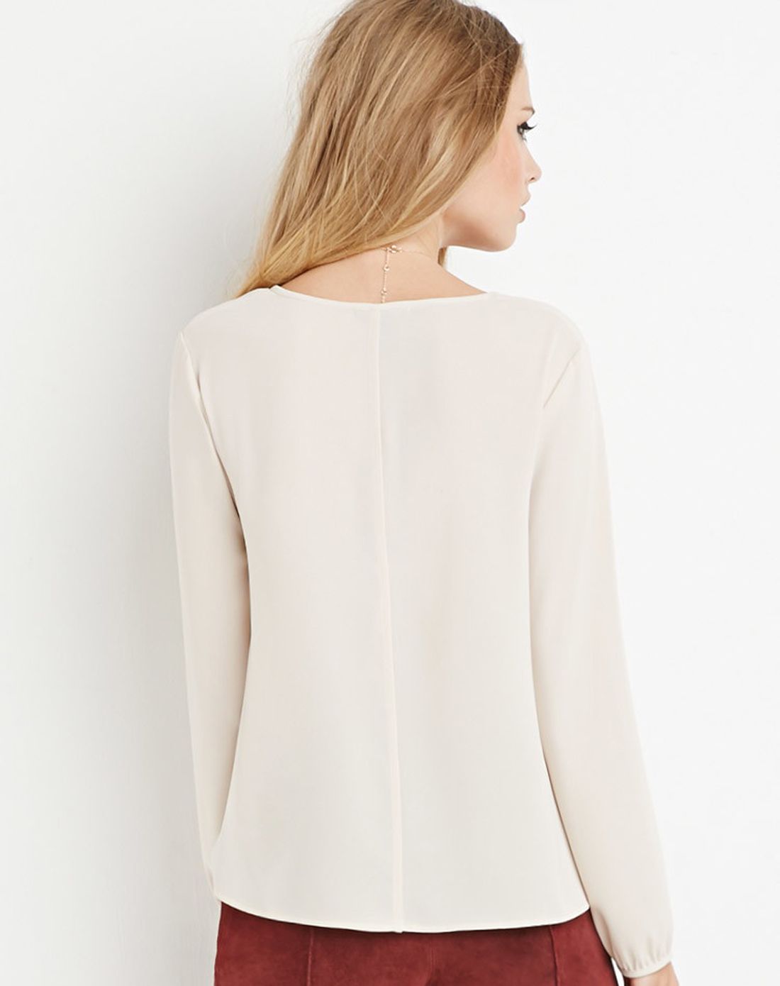 forever21浅米色宽松大方长袖上衣