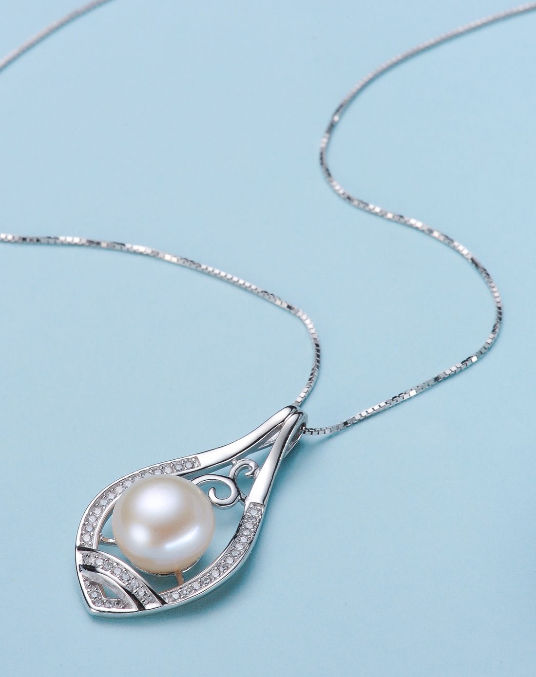 天使之泪 锁心 淡水珍珠吊坠 9-10mm