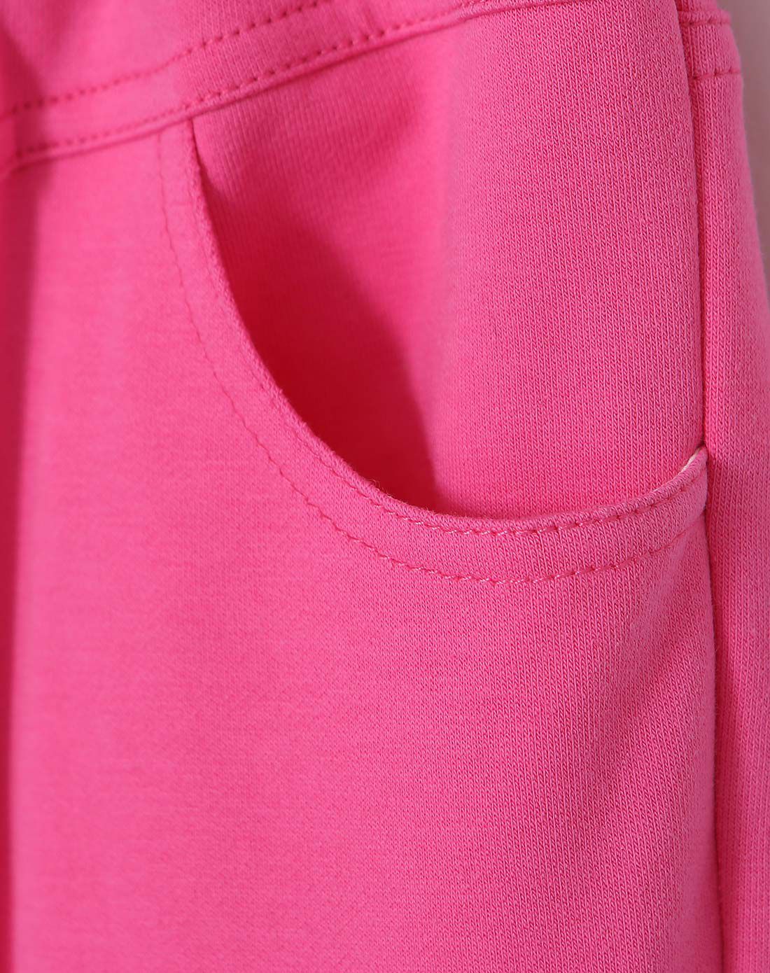 荧光玫红女童可爱印花运动休闲百搭针织裤