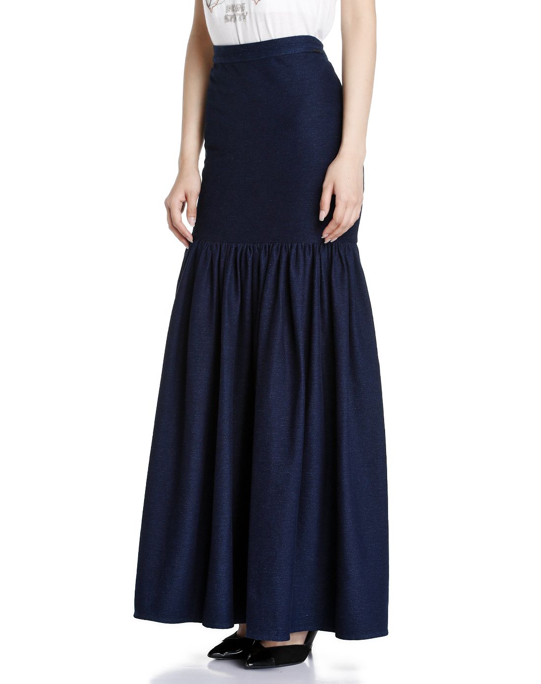 深蓝色时尚别致牛仔裙子