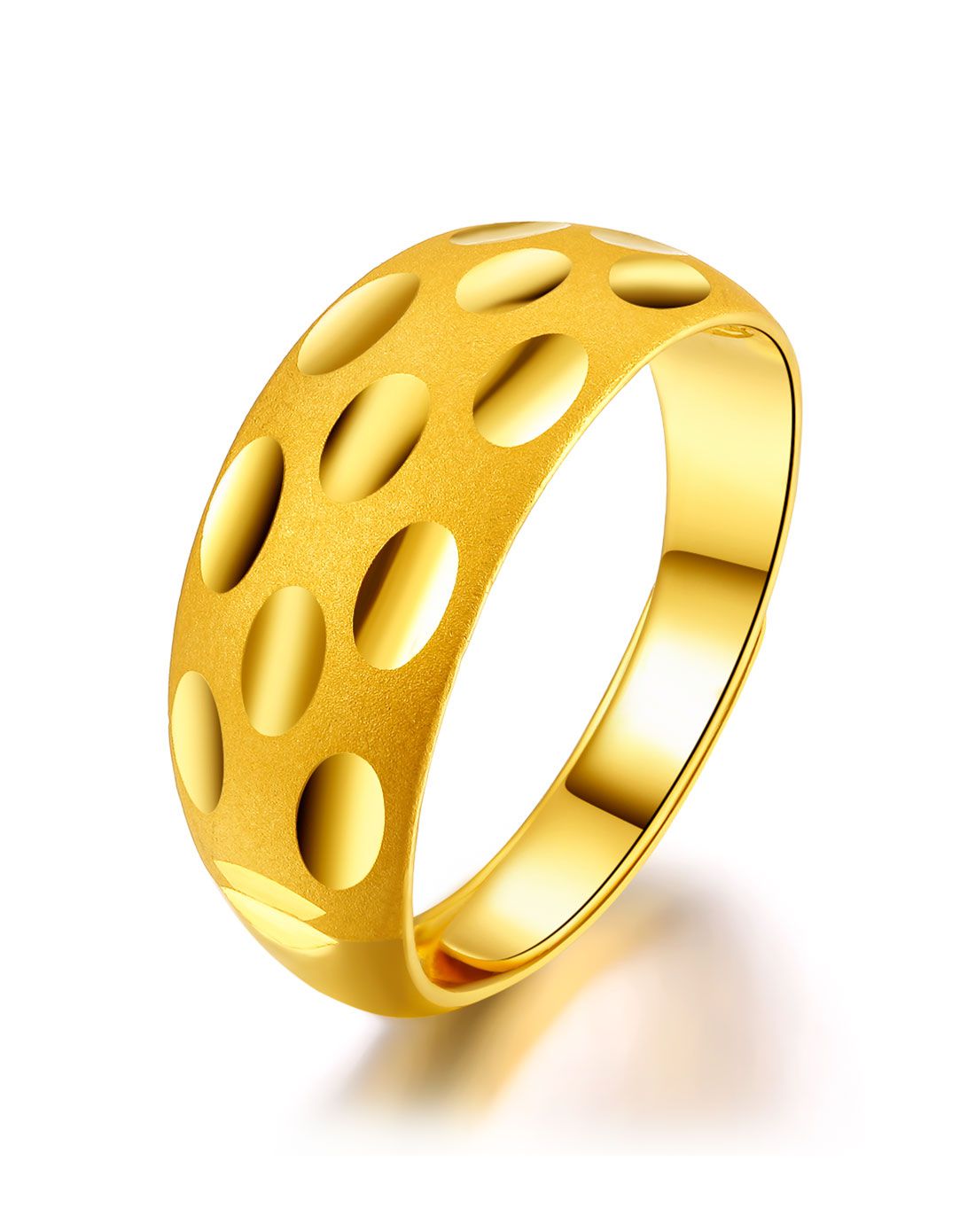 金至尊 足金喷砂车花蛇肚戒(计价)约6.91g