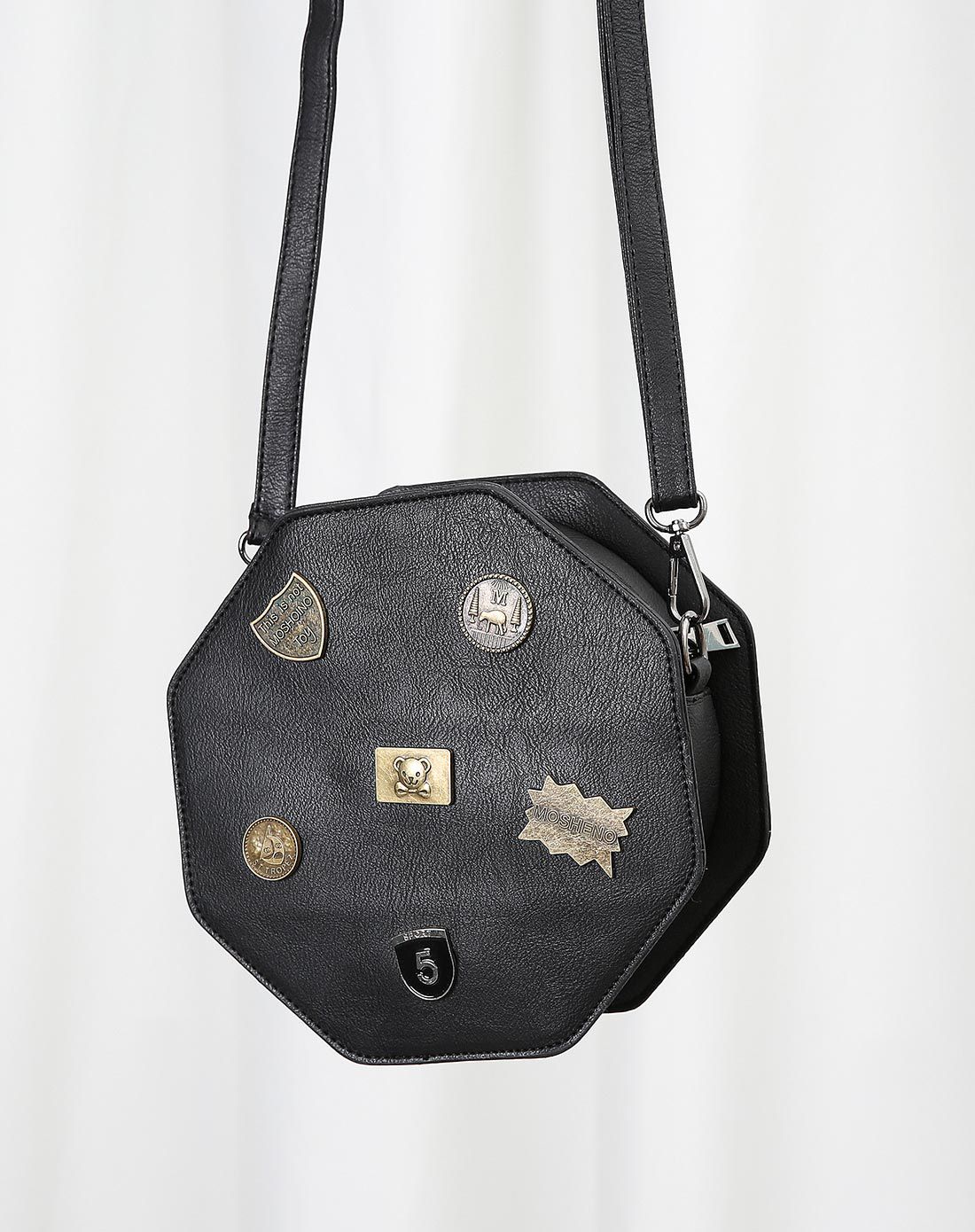 新品多边徽章包经典黑