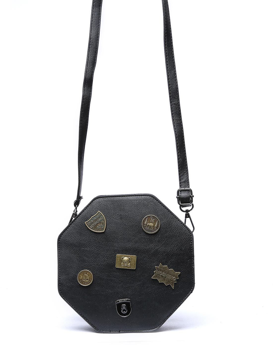 新品多边徽章包经典黑